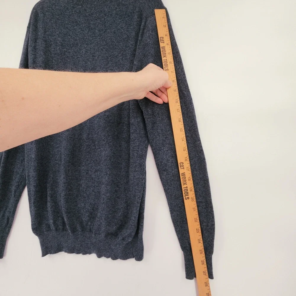J.Crew VNeck Sweater sz MT Tall Men Blue Heather Cotton Cashmere Preppy Normcore